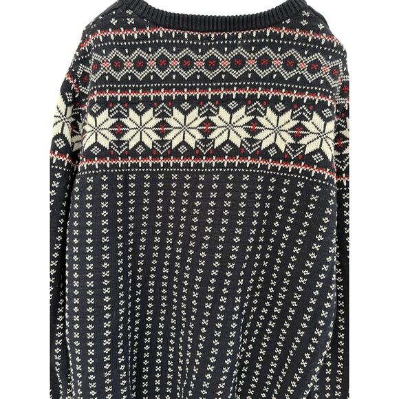 J.Crew Women L Cotton Sweater Navy Nordic Fair Isle Cabinecore Preppy Gorpcore - Picture 3 of 6